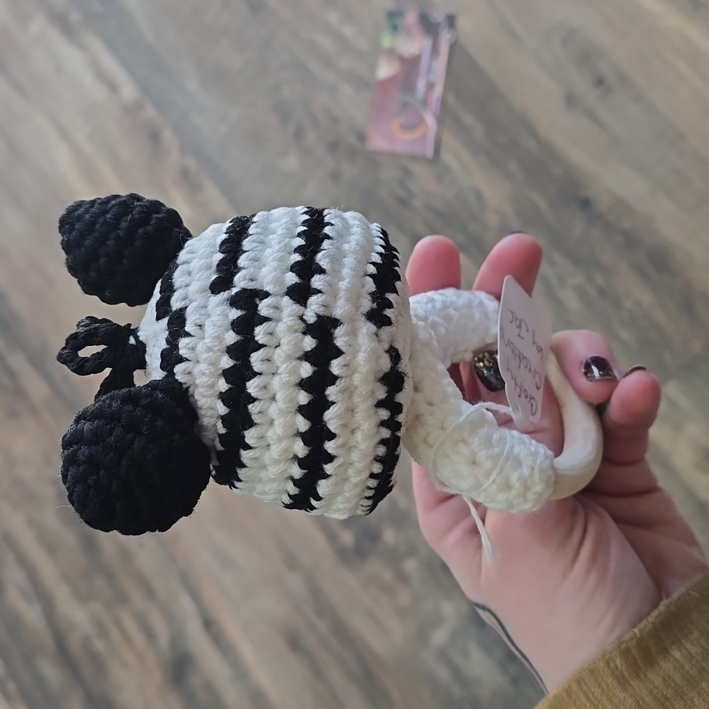 Zebra Handmade Baby Rattle - Picture 4 of 6